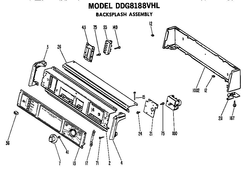 GE DDG8188VHL backsplash diagram