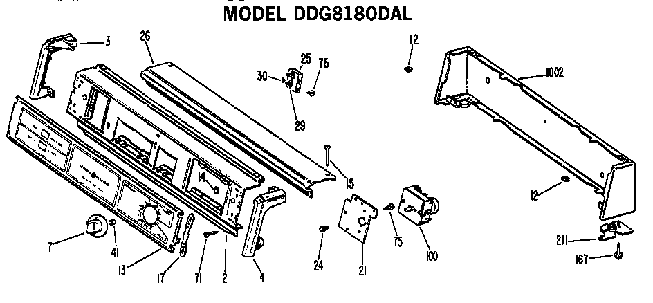 GE DDG8280DAL backsplash for ddg8180dal only diagram