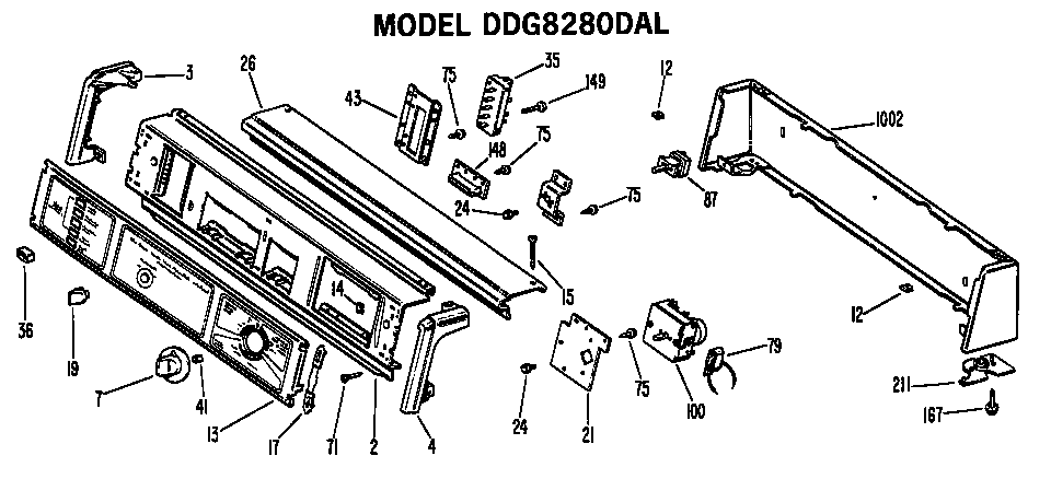GE DDG8280DAL backsplash for ddg8280dal only diagram
