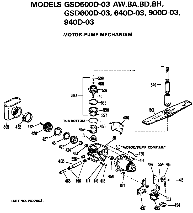 GE GSD940D-03 motor-pump diagram