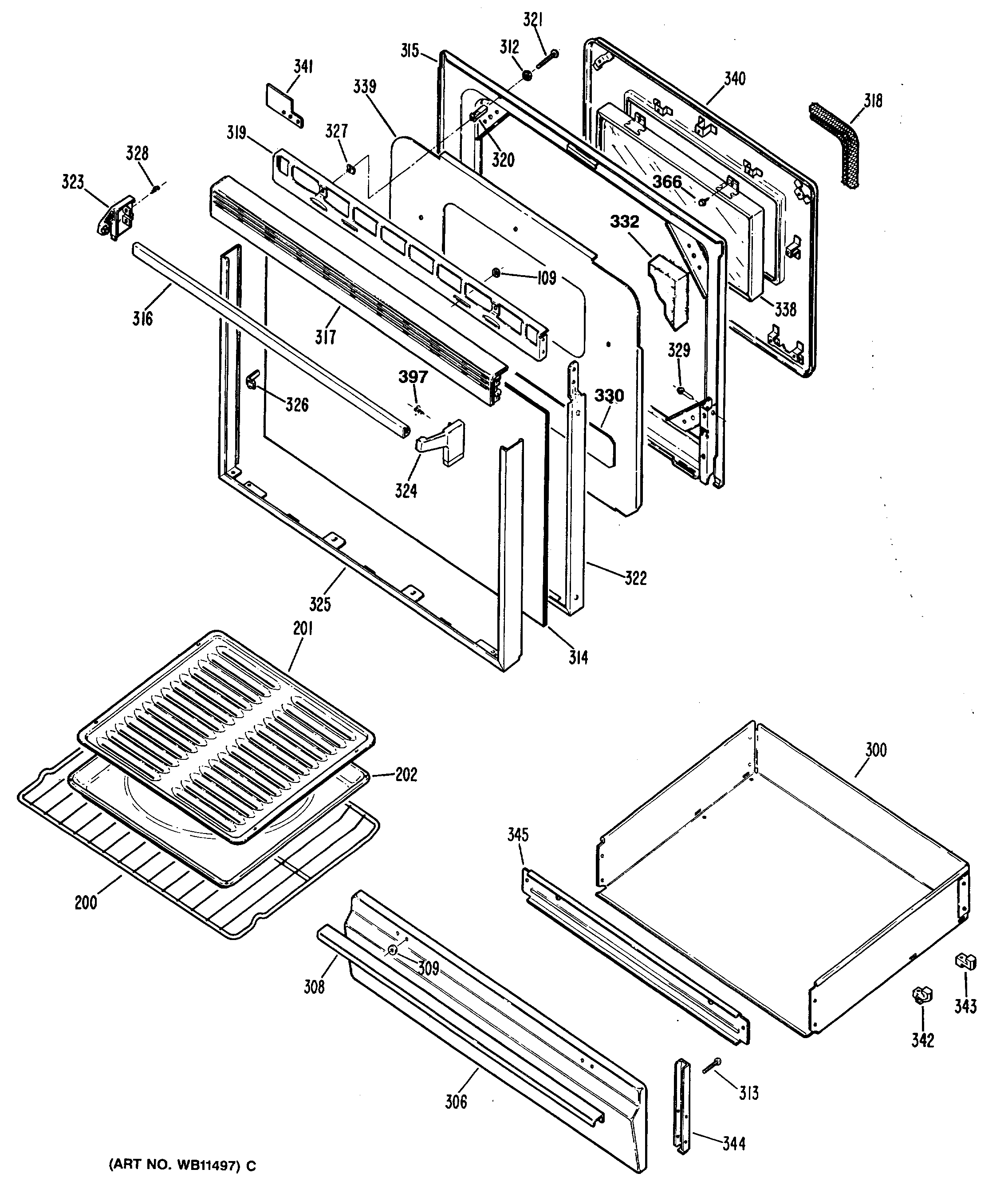 GE JGBP30GEP5 door diagram