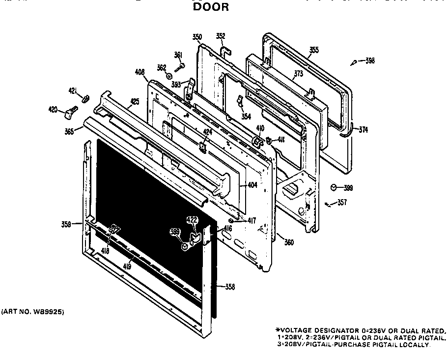 GE JMP26G*01 door diagram