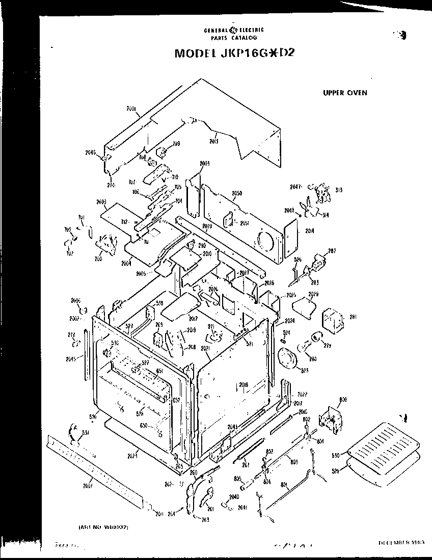 GE JKP16G*D2 upper oven diagram