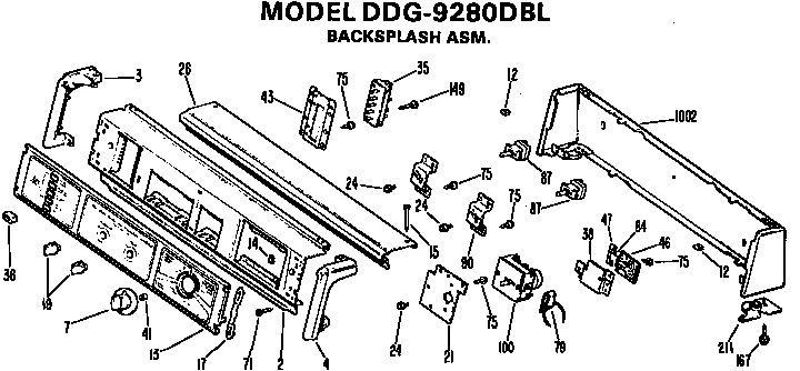 GE DDG8280DBL backsplash for ddg9280dbl diagram