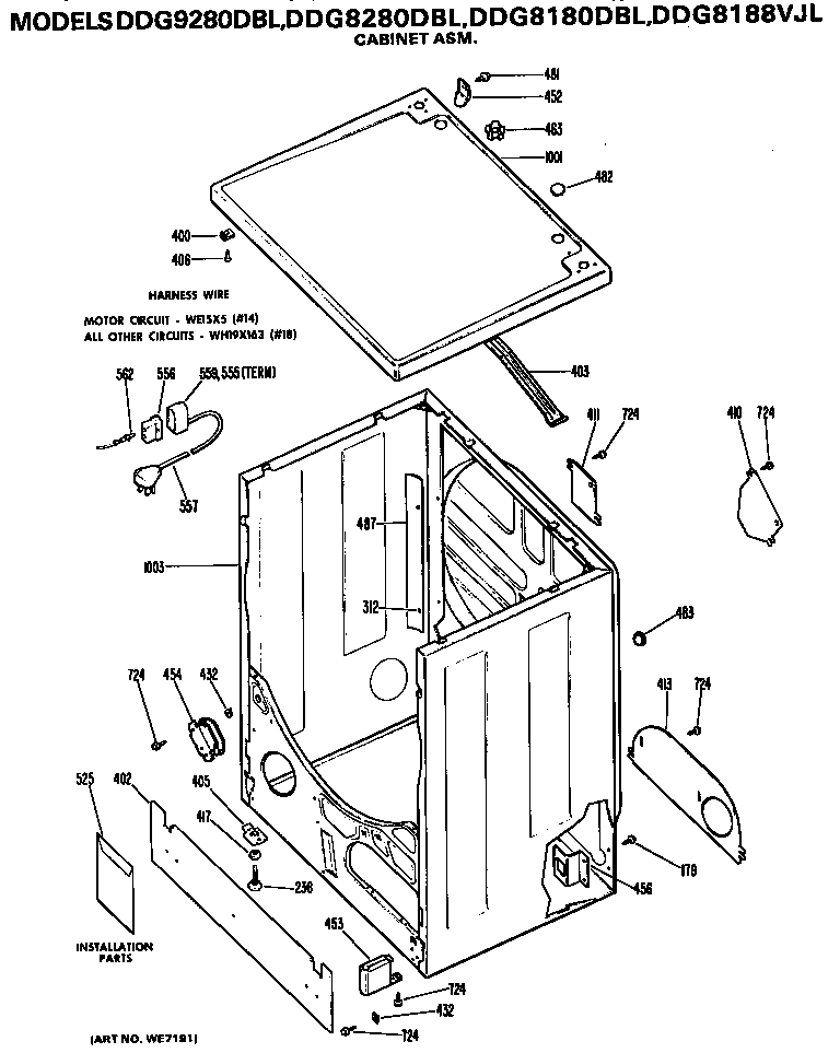 GE DDG8280DBL cabinet diagram