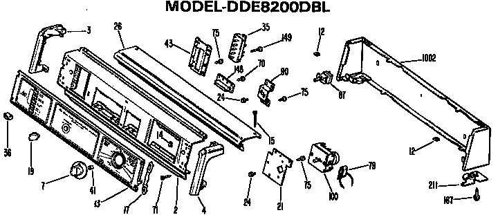 GE DDE8108VJL backsplash for dde8200dbl only diagram