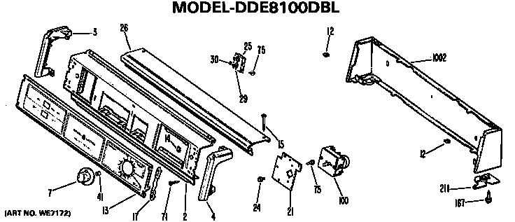 GE DDE8108VJL backsplash for dde8100dbl only diagram