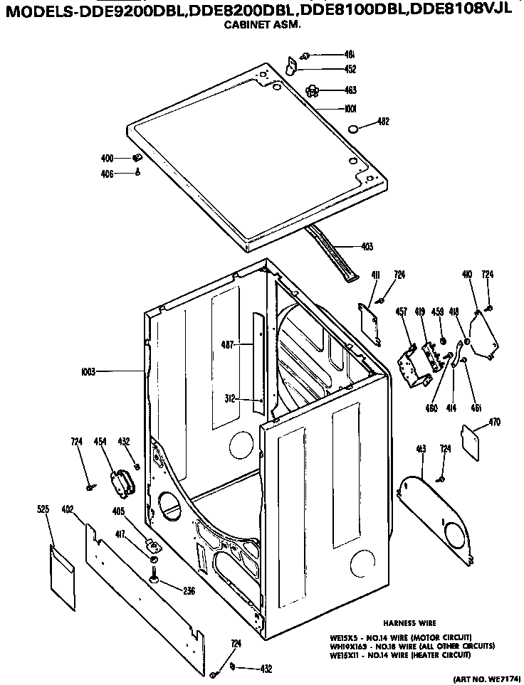 GE DDE8108VJL cabinet diagram