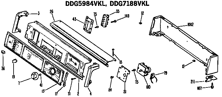 GE DDG6380BCL backsplash for ddg5984vkl and ddg7188vkl only diagram