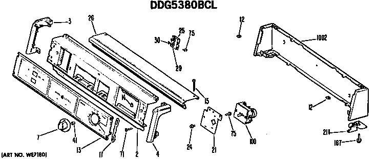 GE DDG6380BCL backsplash for ddg5380bcl only diagram