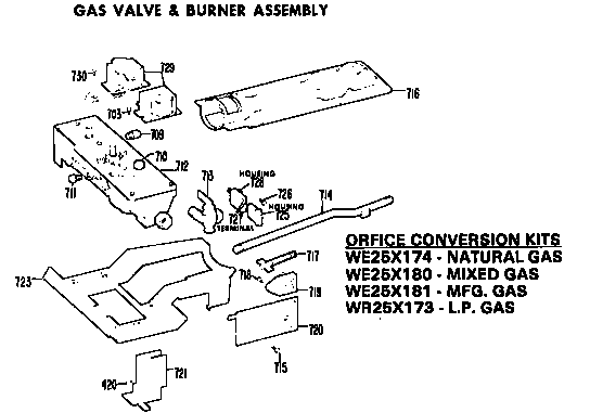 GE DDG6380BCL gas valve and burner assembly diagram