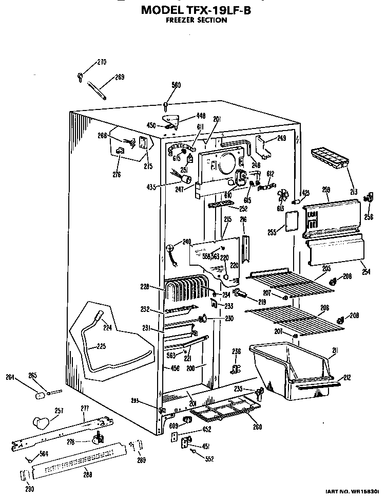 GE TFX19LFB freezer section diagram