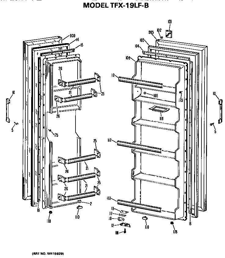 GE TFX19LFB doors diagram