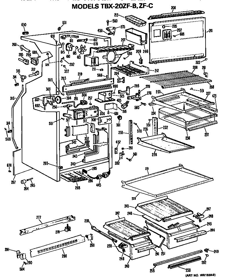 GE TBX20ZFC cabinet parts diagram