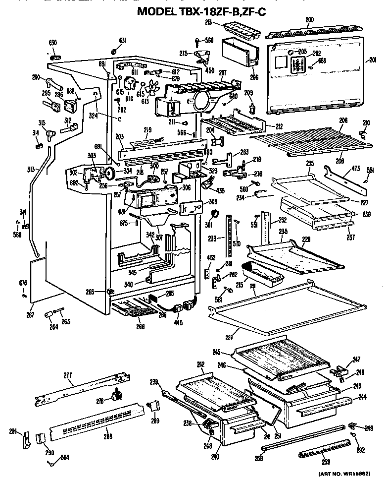 GE TBX18ZFC cabinet parts diagram