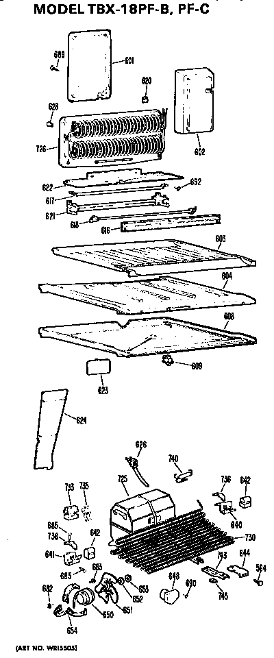 GE TBX18PFB unit parts diagram