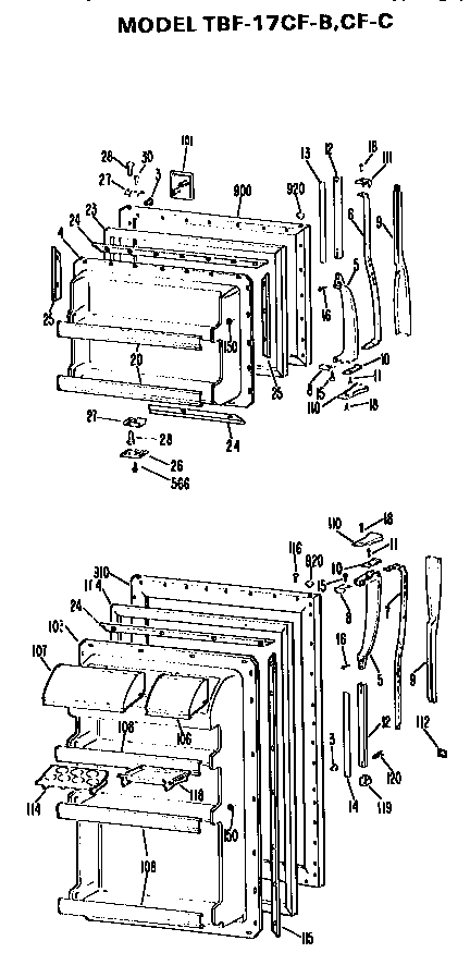 GE TBF17CFC door diagram