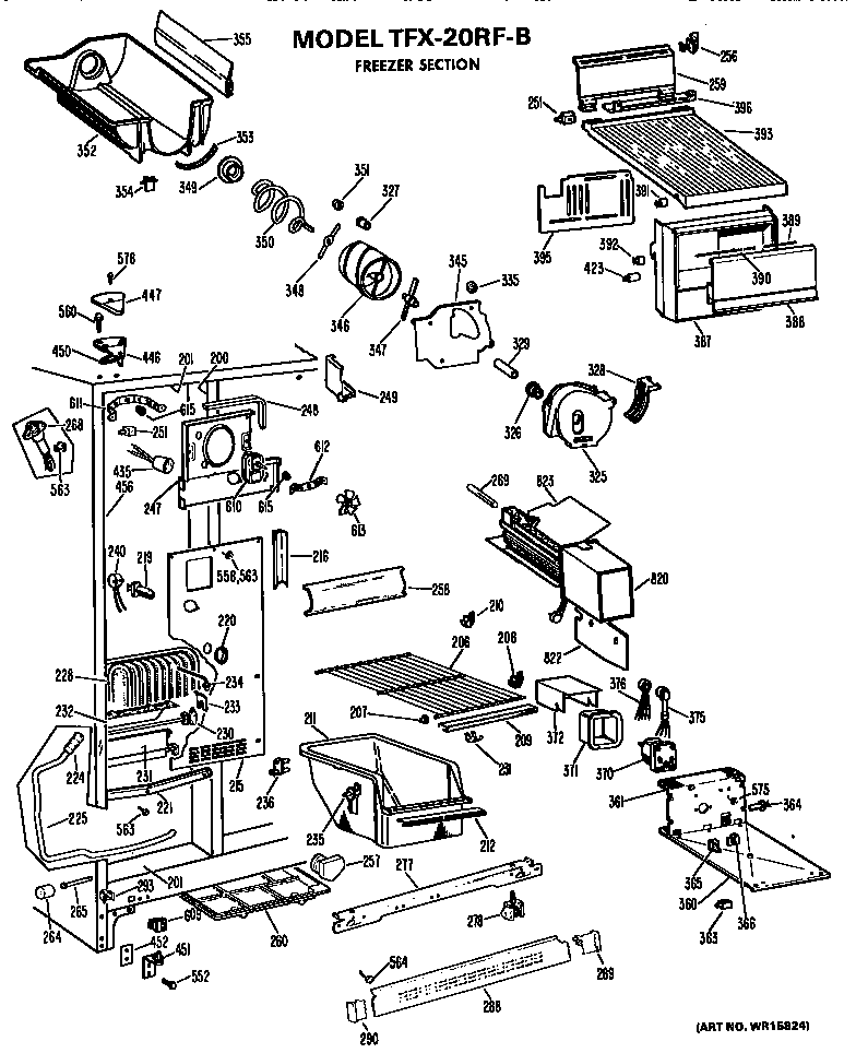 GE TFX20RFB freezer section diagram
