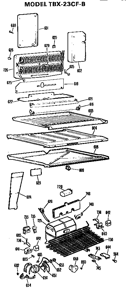 GE TBX23CFB unit parts diagram
