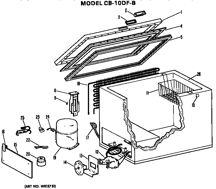 GE CB10DFB cabinet parts diagram