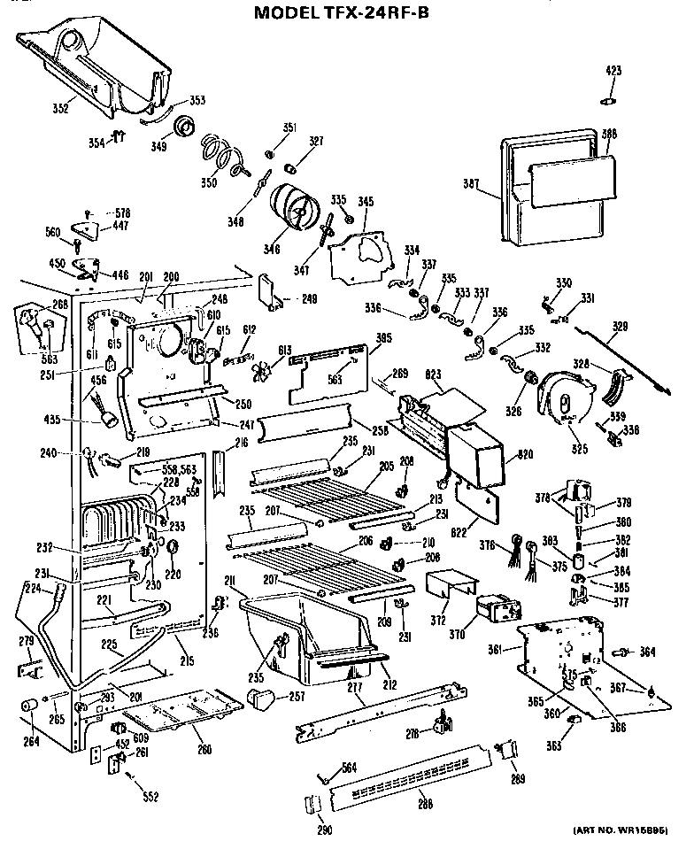 GE TFX24RFB freezer section diagram