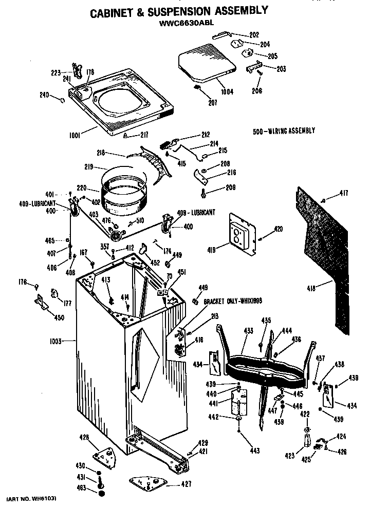 GE WWC6630ABL cabinet and suspension diagram