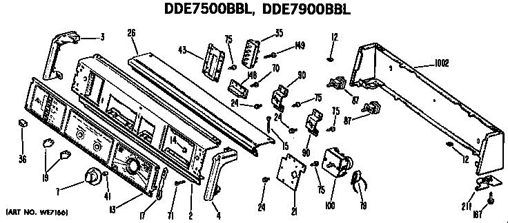 GE DDE4000BBL backsplsah dde7500bbl and dde7900bbl diagram
