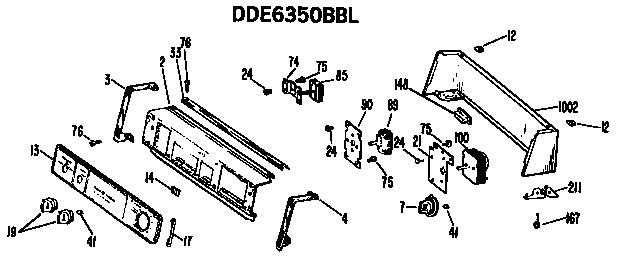 GE DDE4000BBL backsplash for dde6350bbl diagram