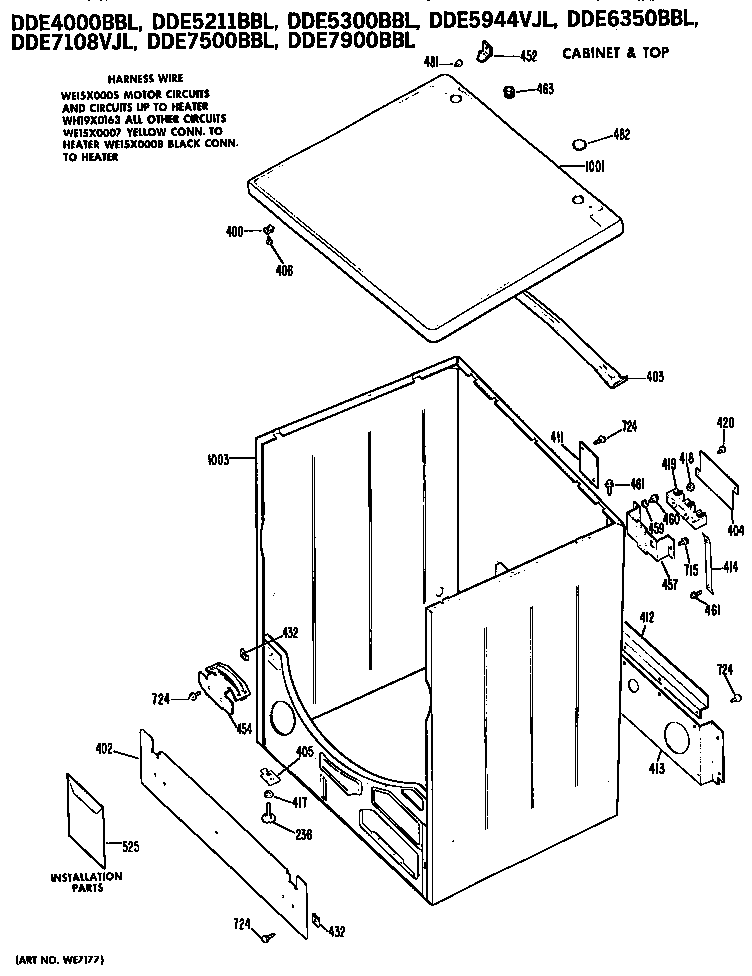 GE DDE4000BBL cabinet diagram