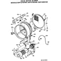 GE DDP1270FAW drum/motor and blower diagram