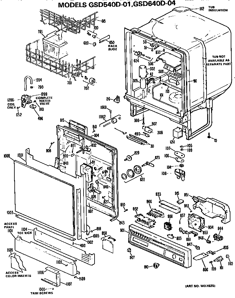 GE GSD640D-04 cabinet parts diagram