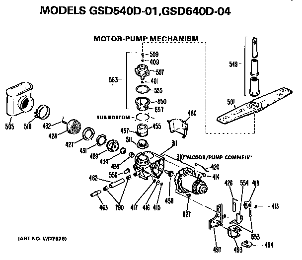 GE GSD640D-04 motor and pump diagram