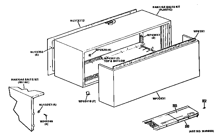 GE A3B688DAESW1 cabinet diagram