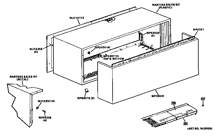 GE A2B678EPCSWA cabinet diagram