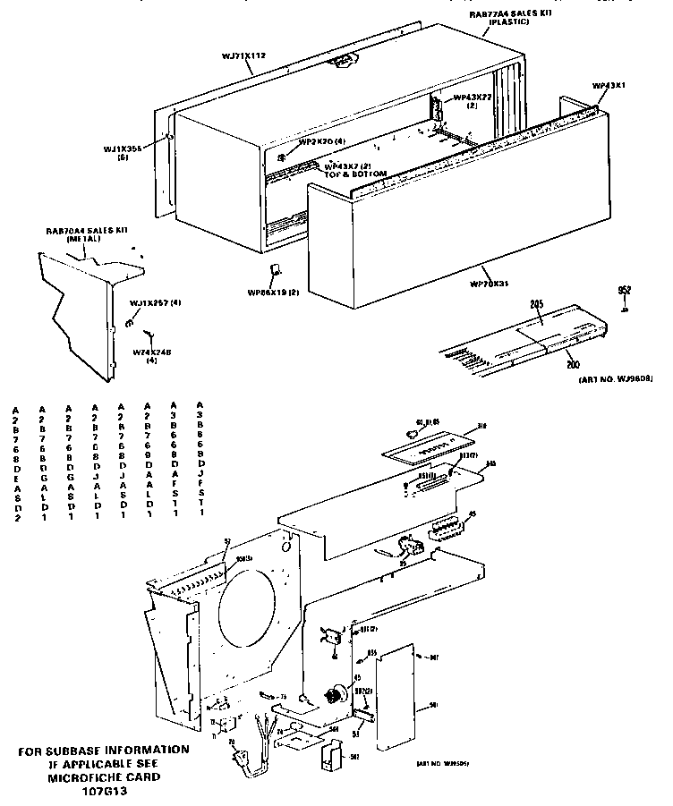 GE A2B768DJALD1 cabinet/controls diagram