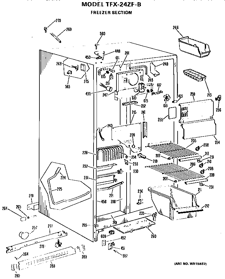 GE TFX24ZFB cabinet parts diagram