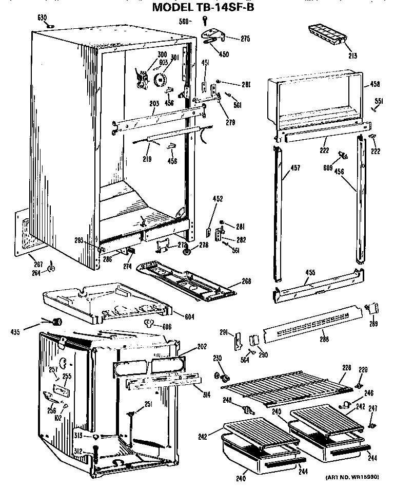 GE TB14SFB cabinet parts diagram