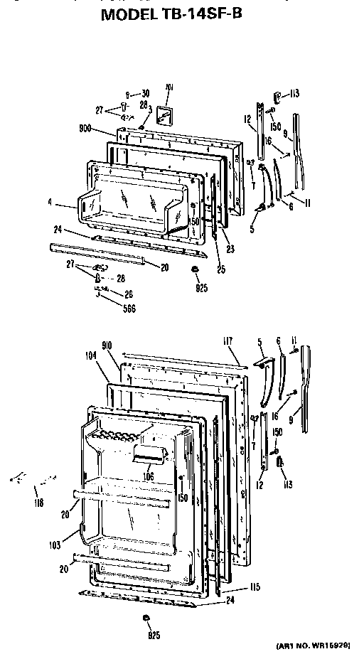 GE TB14SFB doors diagram