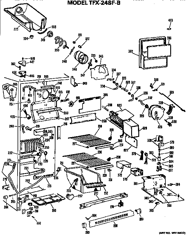 GE TFX24SFB freezer section diagram