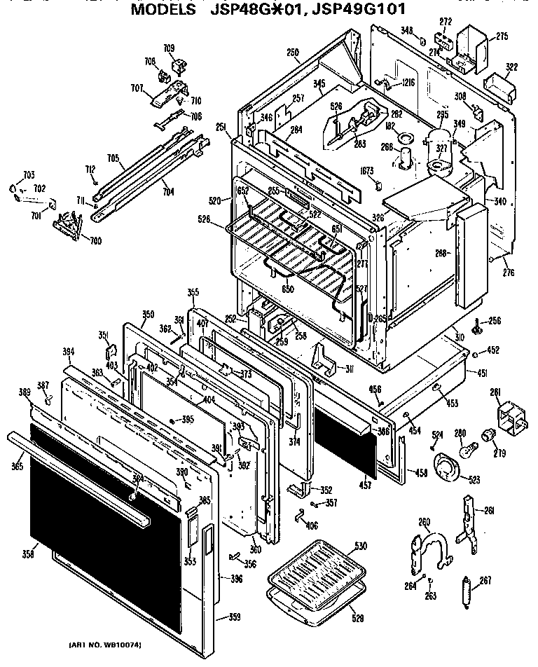 GE JSP49G101 main body/door diagram