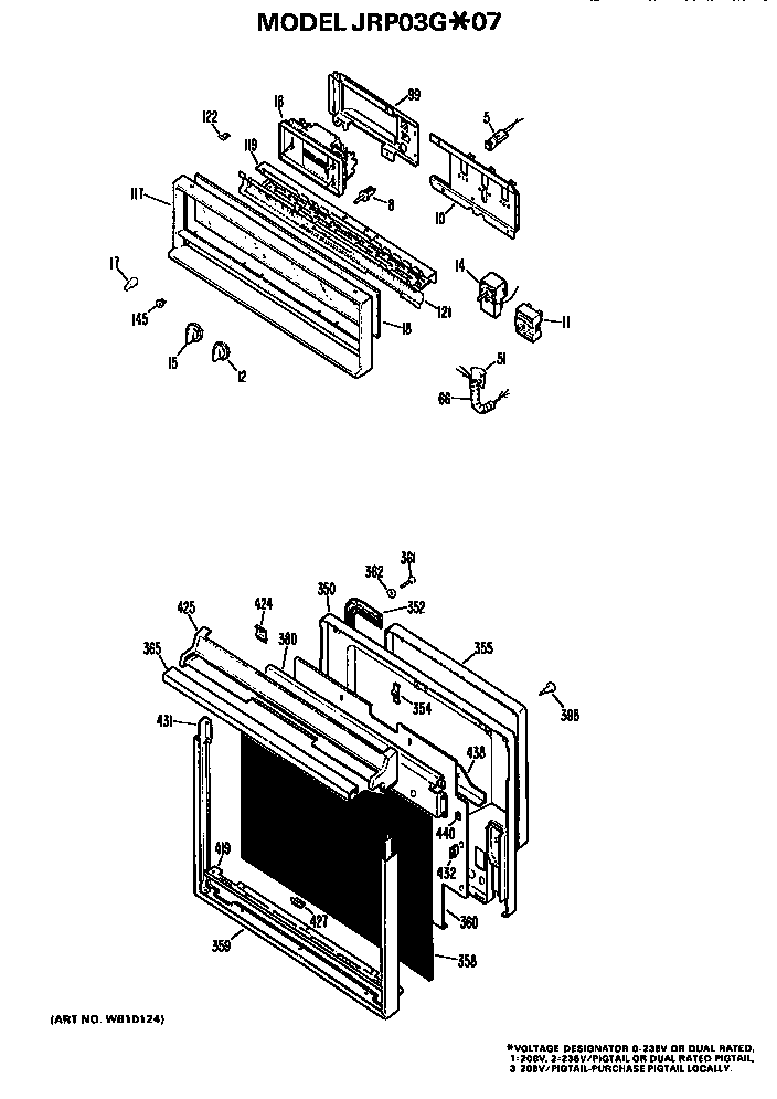 GE JRP03G*07 door/controls diagram