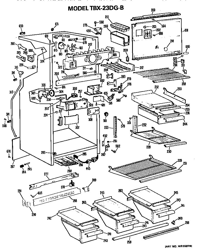 GE TBX23DGB cabinet parts diagram
