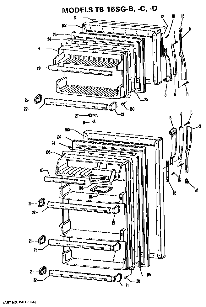 GE TB15SGDLAD doors diagram