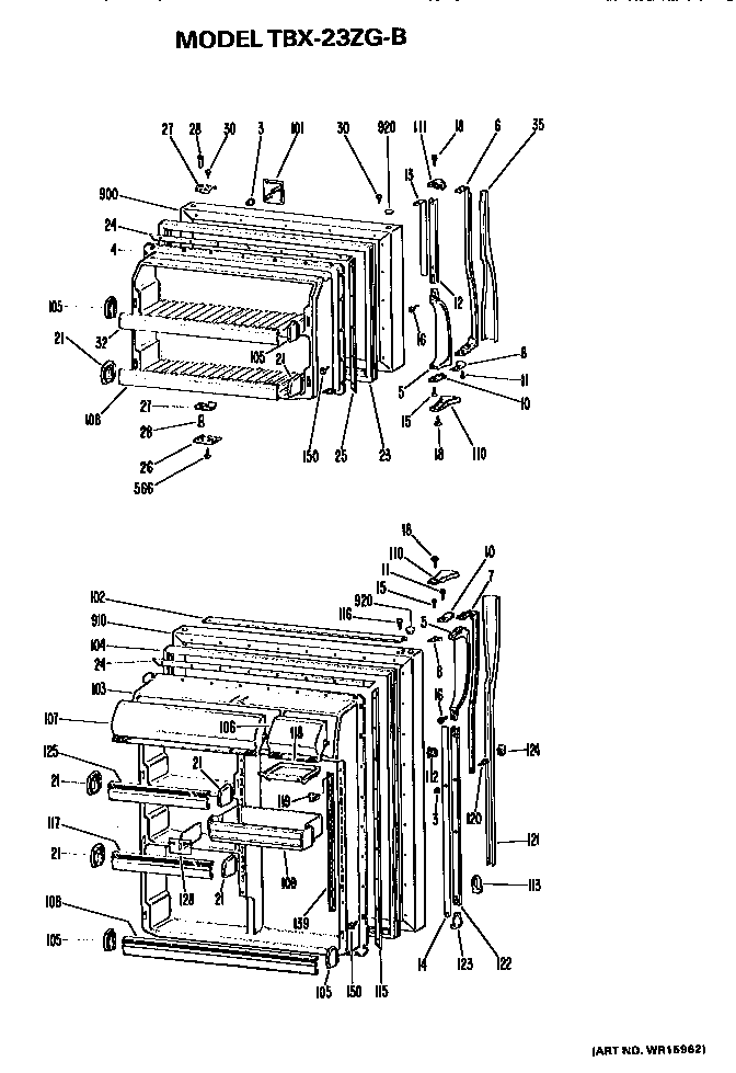 GE TBX23ZGB doors diagram
