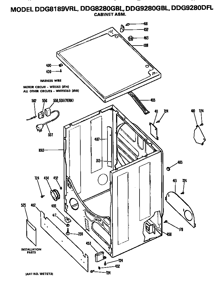 GE DDG8280GBL cabinet diagram