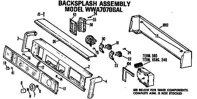 GE WWA5600GAL backsplash for wwa7070gal diagram