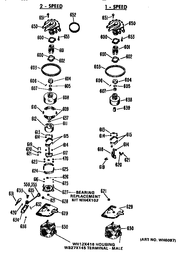 GE WWA5600GAL 1 and 2 speed motor diagram