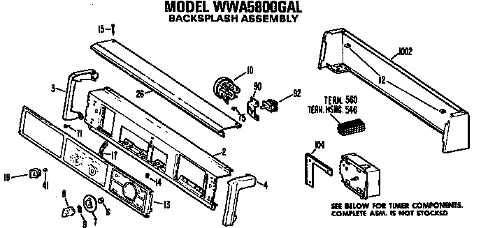 GE WWA5600GAL backsplash for wwa5800gal diagram