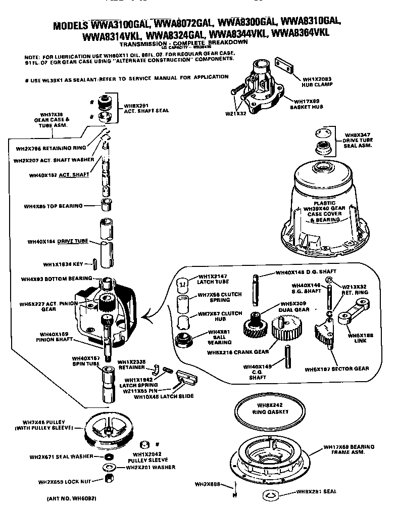 GE WWA8324GAL transmission diagram