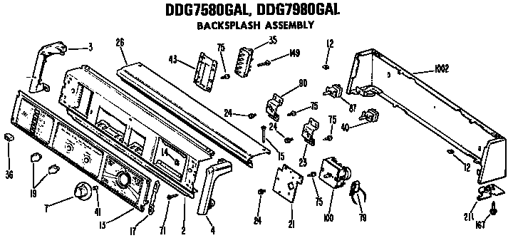 GE DDG4580GAL backsplash ddg7580gal and ddg7980gal diagram